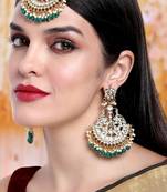 Aheli bridal kundan earring maang tikka set indian traditional jewellery for women