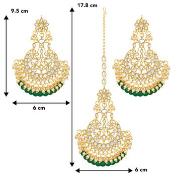 Aheli bridal kundan earring maang tikka set indian traditional jewellery for women 4