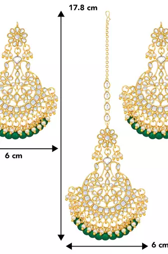 Aheli bridal kundan earring maang tikka set indian traditional jewellery for women
