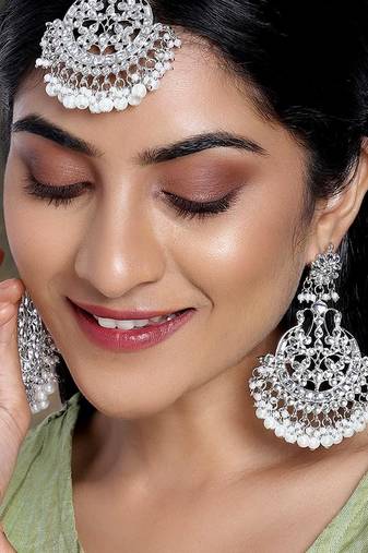 Aheli bridal kundan earring maang tikka set traditional jewellery for women