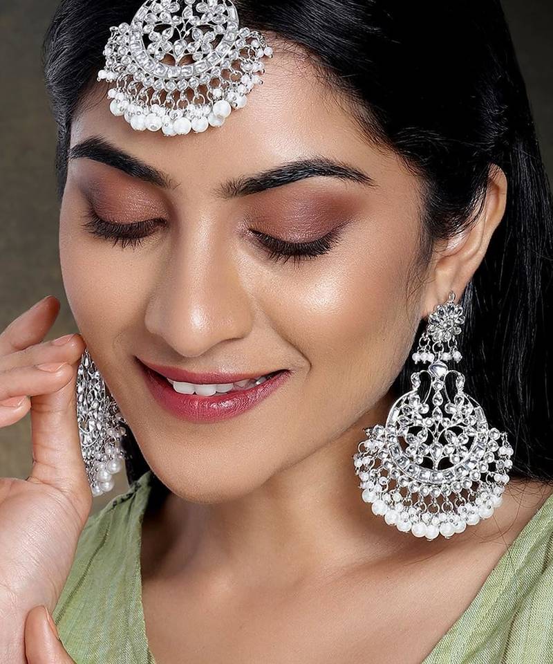 Aheli bridal kundan earring maang tikka set traditional jewellery for women