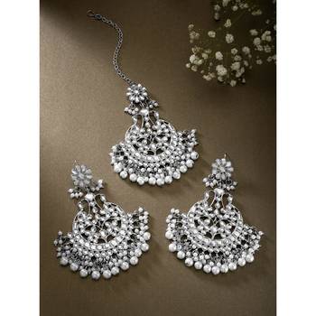 Aheli bridal kundan earring maang tikka set traditional jewellery for women 2