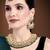 Aheli green kundan choker necklace earrings with maang tikka jewellery set