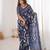Indigo bloue piece with cotton printed saree