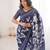 Indigo bloue piece with cotton printed saree