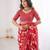 Red bloue piece with cotton printed saree