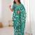 Teal bloue piece with cotton printed saree