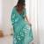 Teal bloue piece with cotton printed saree
