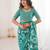 Teal bloue piece with cotton printed saree