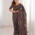 Brown bloue piece with cotton printed saree
