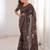Brown bloue piece with cotton printed saree