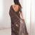 Brown bloue piece with cotton printed saree