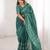 Green bloue piece with cotton printed saree