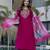 Stylish rani pink embroidered kurta set with soft floral dupatta