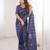 Indigo bloue piece with cotton printed saree