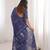 Indigo bloue piece with cotton printed saree