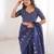 Indigo bloue piece with cotton printed saree