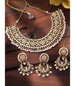 Aheli white kundan choker necklace earring with maang tikka jewellery set