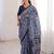 Indigo bloue piece with cotton printed saree