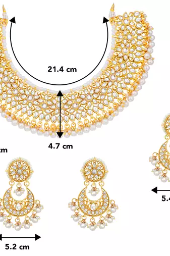 Aheli white kundan choker necklace earring with maang tikka jewellery set