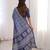 Indigo bloue piece with cotton printed saree