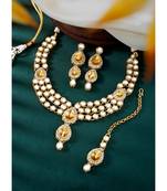 Aheli traditional kundan long necklace with earring maang tikka jewellery set