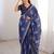 Indigo bloue piece with cotton printed saree