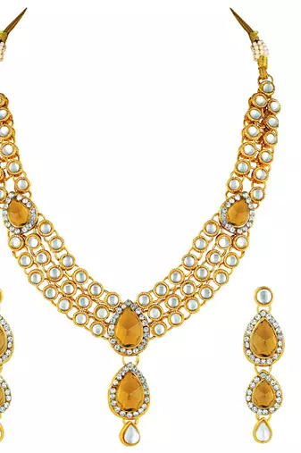 Aheli traditional kundan long necklace with earring maang tikka jewellery set