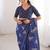 Indigo bloue piece with cotton printed saree