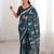 Teal bloue piece with cotton printed saree