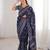 Indigo bloue piece with cotton printed saree