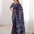 Indigo bloue piece with cotton printed saree