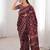 Maroon bloue piece with cotton printed saree