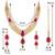 Aheli traditional rani pink kundan necklace earring maang tikka jewellery set