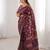 Maroon bloue piece with cotton printed saree