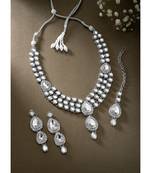 Aheli traditional kundan long necklace with earring maang tikka jewellery set