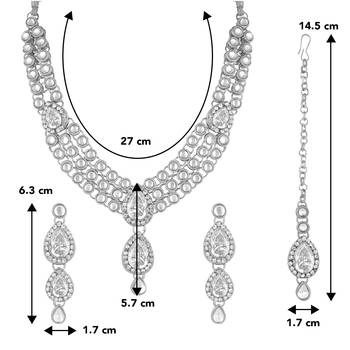 Aheli traditional kundan long necklace with earring maang tikka jewellery set 4