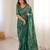 Green bloue piece with cotton printed saree