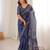 Indigo bloue piece with cotton printed saree