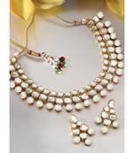 Aheli indian ethnic kundan white pearl traditional necklace jewellery set with earrings