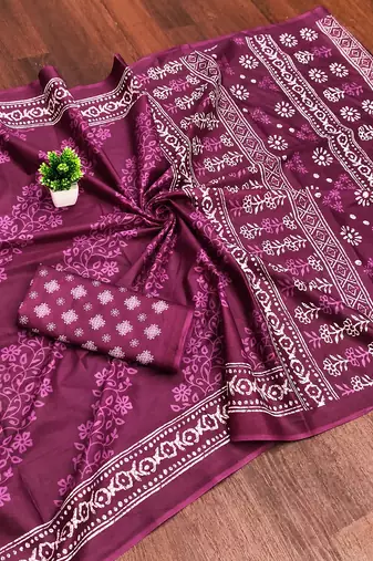 Pink bloue piece with cotton printed saree