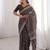 Brown bloue piece with cotton printed saree