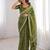 Green bloue piece with cotton printed saree