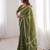 Green bloue piece with cotton printed saree