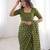 Green bloue piece with cotton printed saree