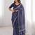 Indigo bloue piece with cotton printed saree