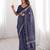 Indigo bloue piece with cotton printed saree