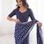 Indigo bloue piece with cotton printed saree