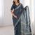 Navy blue bloue piece with cotton printed saree