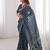 Navy blue bloue piece with cotton printed saree